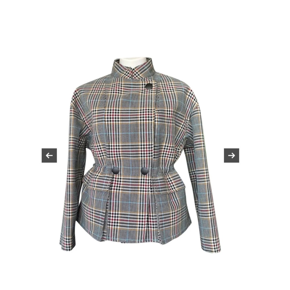 ba&sh Office Corpcore Professional Plaid Double Breasted Blazer Jacket Size 8